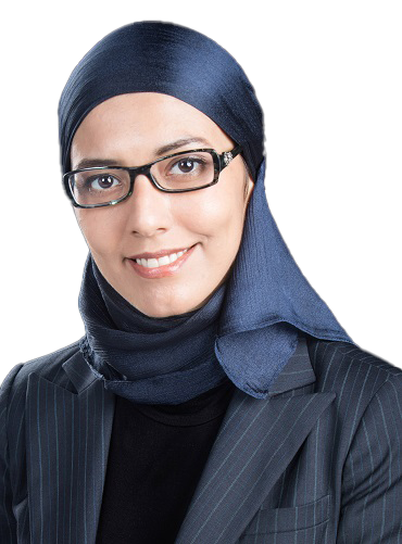 Woman wearing glasses and a blue headscarf