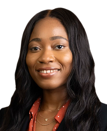 Folasade Ilori A woman in a black and orange business casual clothing