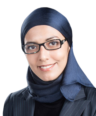 Nahla Elsaid A woman in dark blue business suit wearing a hijab