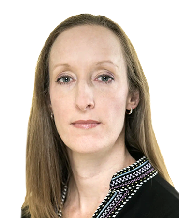 Sarah Mulkey Woman with brown hair wearing a black top.