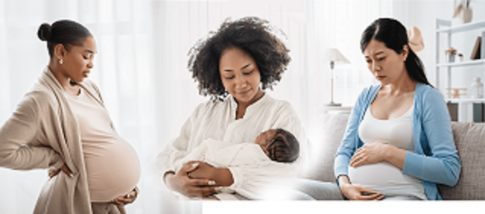 Mother lovingly breastfeeding her newborn in a bright room.